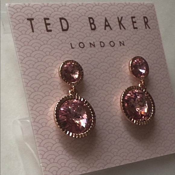 Ted Baker Ronda Rivoli Pink Crystal Drop Earrings - Picture 4 of 6